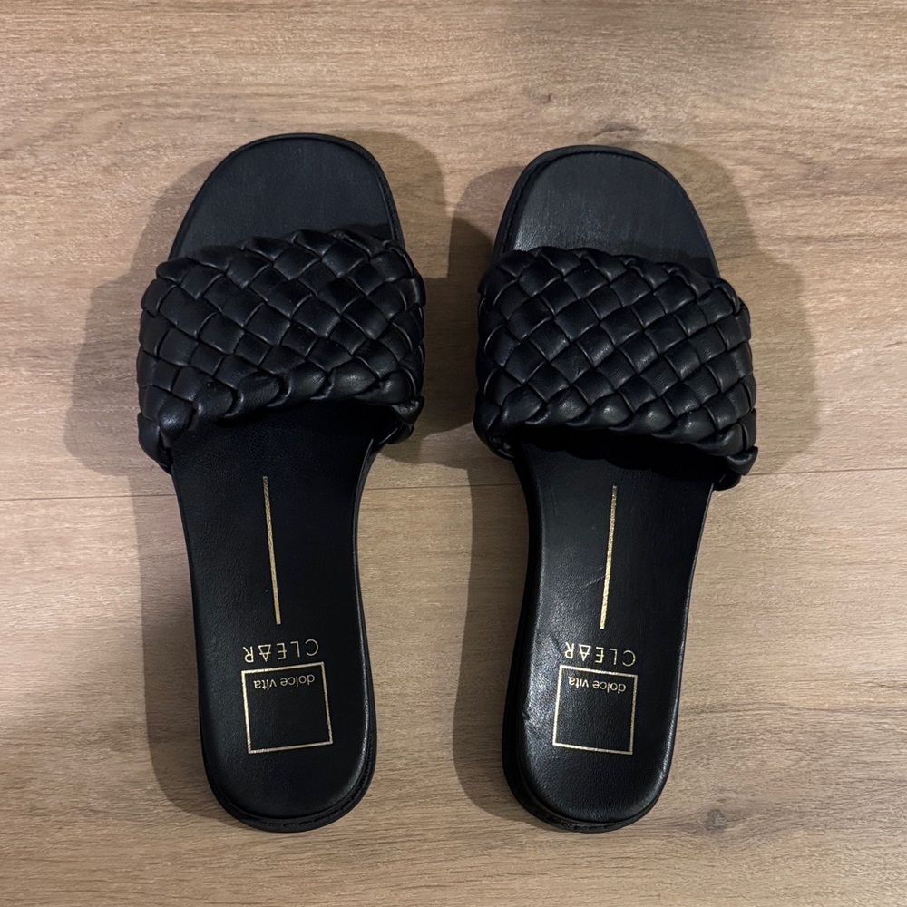 Dolce Vita Black Braided Slide Sandals